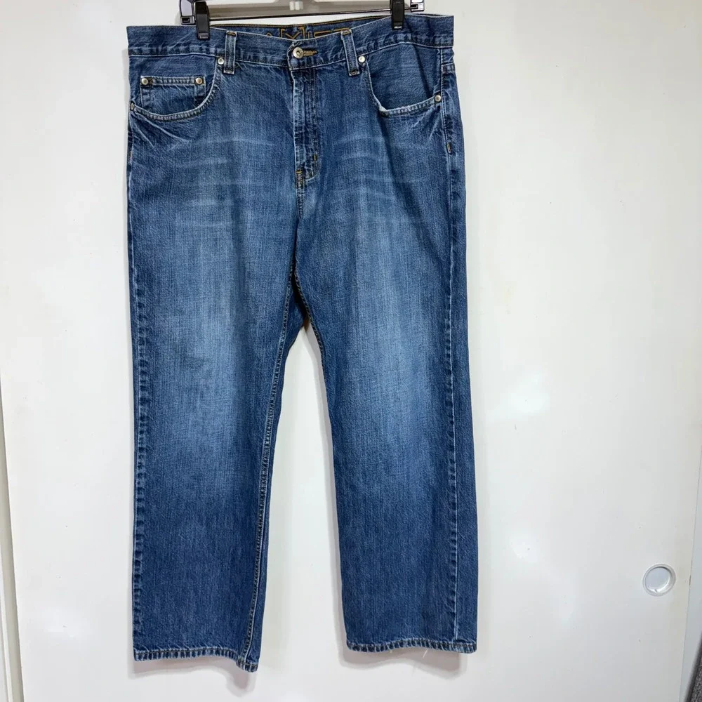 Axist Mens Straight Leg Jeans 38x29 Medium Wash Blue 100% Cotton Denim 39SB0100